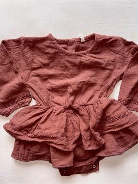 Quincy Mae Long-Sleeve Peplum Romper